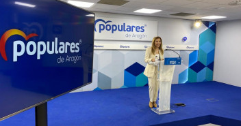 Ana Alós ha atendido a los medios en la sede del PP Aragón
