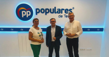 Pobo, Juste y Blasco en la sede del Partido Popular de Teruel tras la rueda de prensa celebrada este miércoles