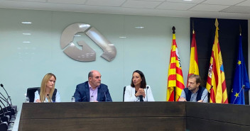 Yolanda Sevilla, Juan Carlos Gracia Suso, Mamen Susín y Fernando Ledesma, en la sede de la Comarca Gúdar-Javalambre