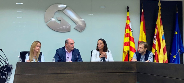 Yolanda Sevilla, Juan Carlos Gracia Suso, Mamen Susín y Fernando Ledesma, en la sede de la Comarca Gúdar-Javalambre