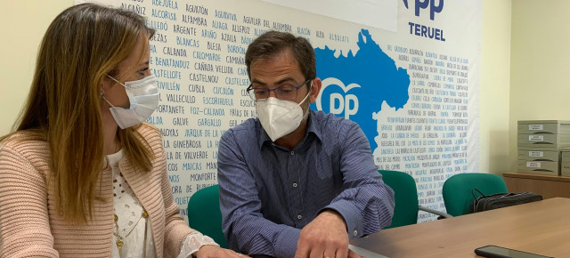 Yolanda Sevilla y Carlos Boné en las instalaciones del Grupo del Partido Popular en la Diputación de Teruel