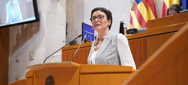 Ana Marín, en la tribuna de las Cortes de Aragón