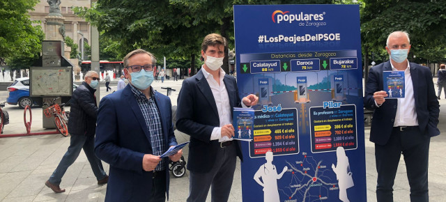 Celma, Juste y Campoy en la presentación de la campaña para protestar por los peajes.