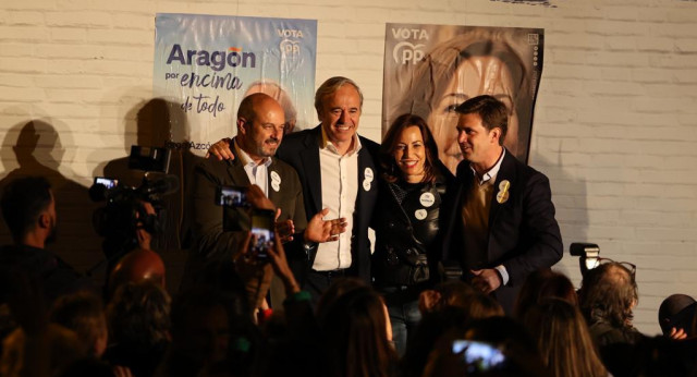 Pedro Rollán, Jorge Azcón y Natalia Chueca