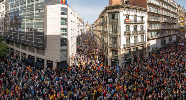 Los manifestantes en Zaragoza llenan la plaza España, la calle del Coso y la calle Alfonso