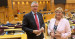 Carmen Pobo y Manuel Blasco, en el salón plenario del Senado
